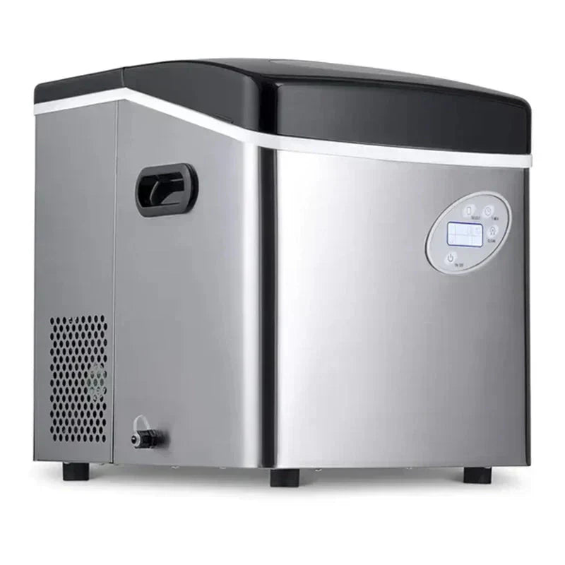 Portable Ice Maker 50 lb. Daily, 12 Cubes in Under 7 Minutes - Compact Countertop Design - 3 Size Bullet Shaped Ice - for Kitchen/Office/RV/Bar - Stainless Steel