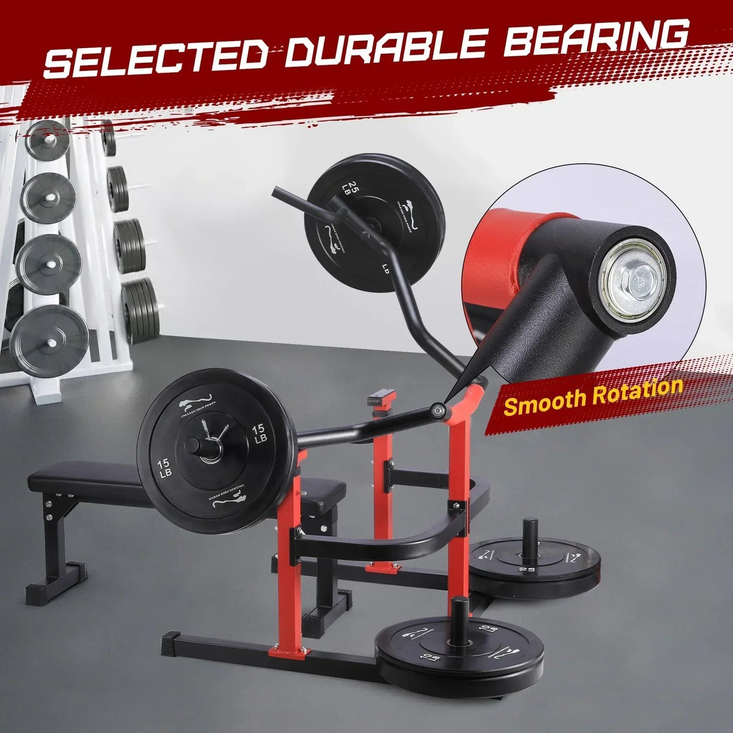 Chest Press Machine, 1050LBS Capacity, Independent Converging Arms, Weight Bench Press with Adjustable Flat Bench for Upper Body Workouts, Red
