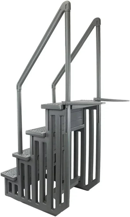 Select Anti-Slip in-Pool Steps | Gray | for Above Ground Swimming Pools | Can Mount to Decks 48" to 54" H | Safety Stairs Capacity Up to 300 lbs