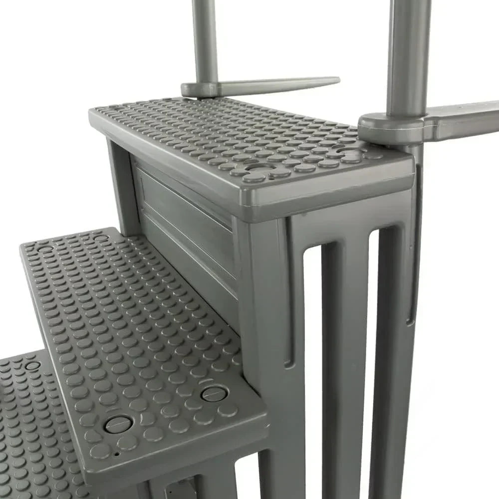 Select Anti-Slip in-Pool Steps | Gray | for Above Ground Swimming Pools | Can Mount to Decks 48" to 54" H | Safety Stairs Capacity Up to 300 lbs