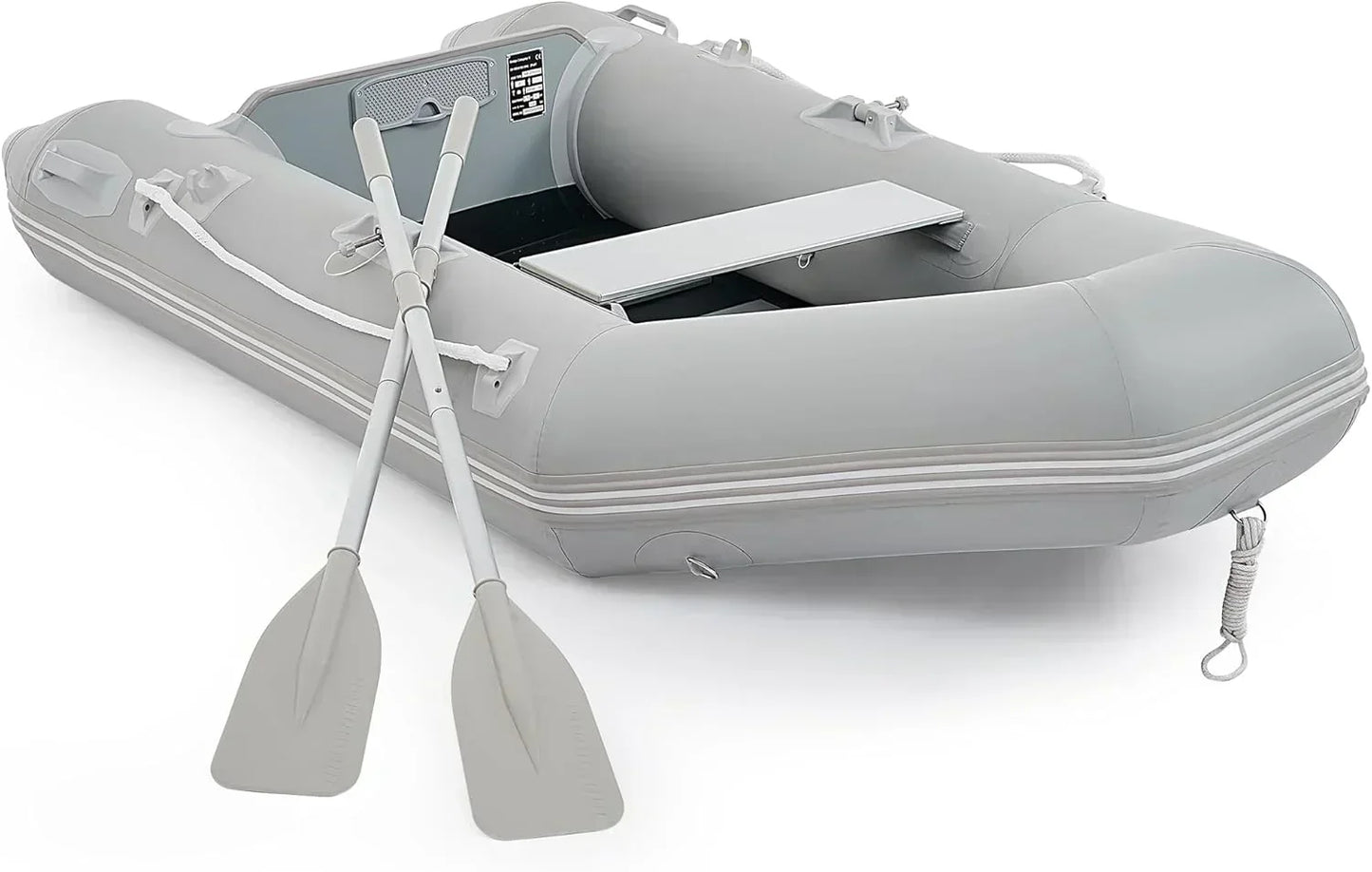 7.5ft Inflatable Dinghy Boat, 2 Person 660lb Transom Sport Tender Boat with Pump Aluminum Oars Floor, Heavy Duty Inflatable Raft Kayak for Adults