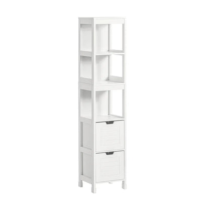 Bathroom Tall Cabinet with Shelves & Drawers, Slim MDF Storage Unit