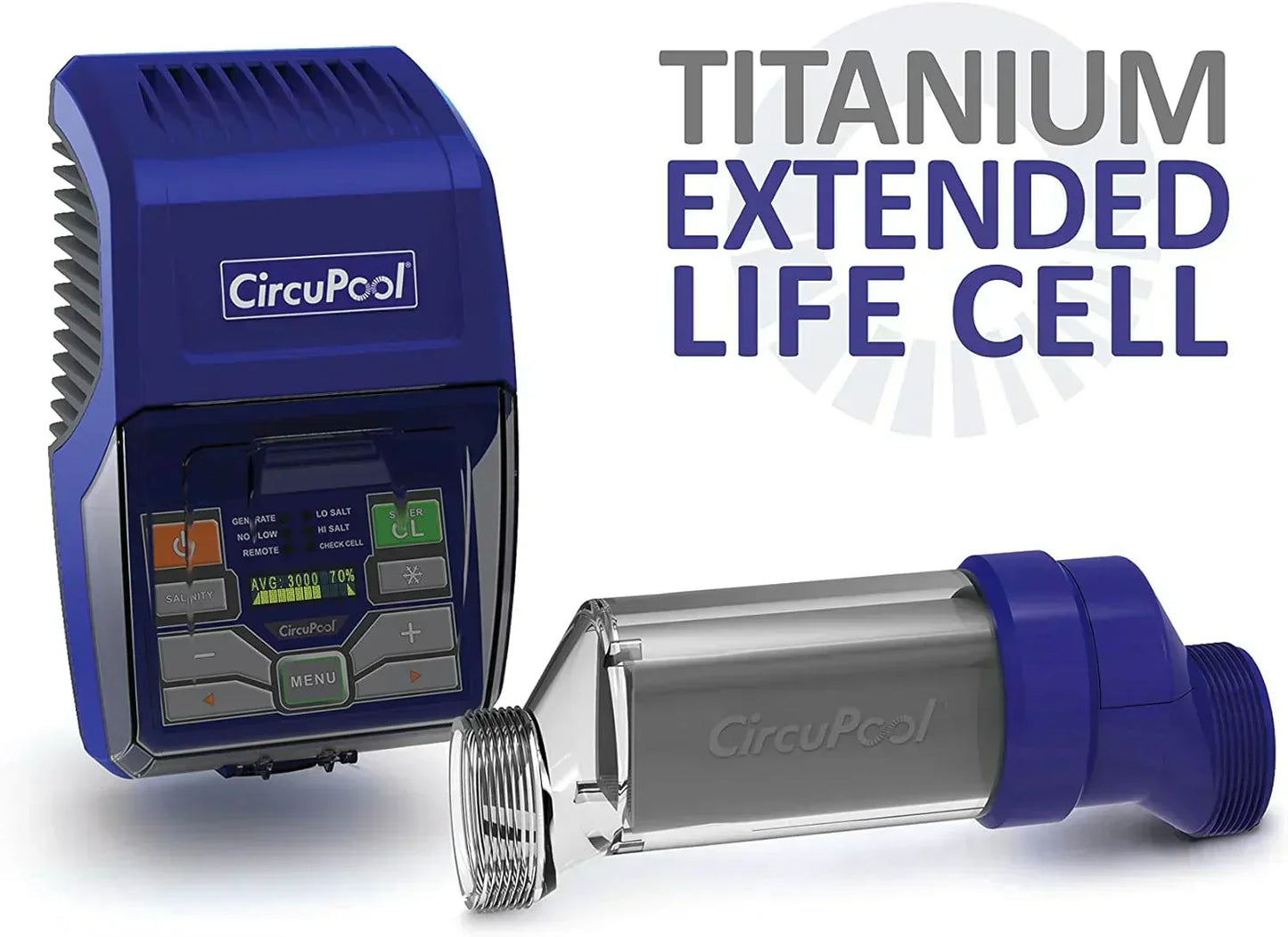 Complete Salt Water Chlorination System for Swimming Pools | Titanium Cell & 7 Year Manufacturer Warranty | No DIY Install Penalty.