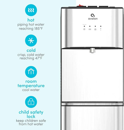 Limited Edition Self Cleaning Water Cooler Water Dispenser - 3 Temperature Settings - Hot, Cold & Room Water, Durable Stainless Steel Construction, Bottom Loading .