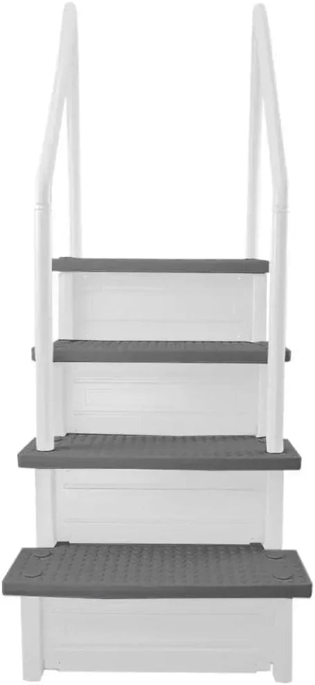 Select Anti-Slip in-Pool Steps | Gray | for Above Ground Swimming Pools | Can Mount to Decks 48" to 54" H | Safety Stairs Capacity Up to 300 lbs