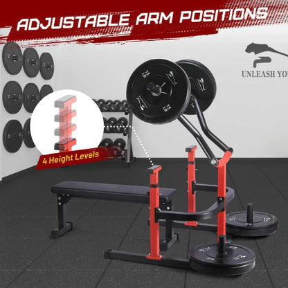Chest Press Machine, 1050LBS Capacity, Independent Converging Arms, Weight Bench Press with Adjustable Flat Bench for Upper Body Workouts, Red