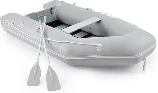 10ft Inflatable Dinghy Boat, 4 Person 990lb Transom Sport Tender Boat with Pump Aluminum Oars Floor, Heavy Duty Inflatable Raft Kayak for Adults