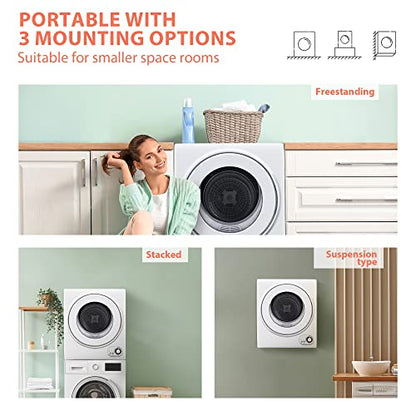 Portable Clothes Dryer 850W, 1.5 cu.ft, Compact & Quiet, Wall-Mountable, ETL Certified, Ideal for Small Spaces