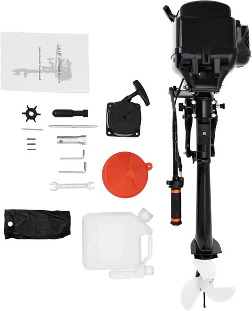 2-Stroke 3.6HP Outboard Motor, 55CC Heavy Duty Fishing Boat Engine 5000rpm Gasoline Short Shaft Boat Motor Water Cooling & CDI Manual Start Boat Engine for Canoes, Dinghies, Inflatable Boats