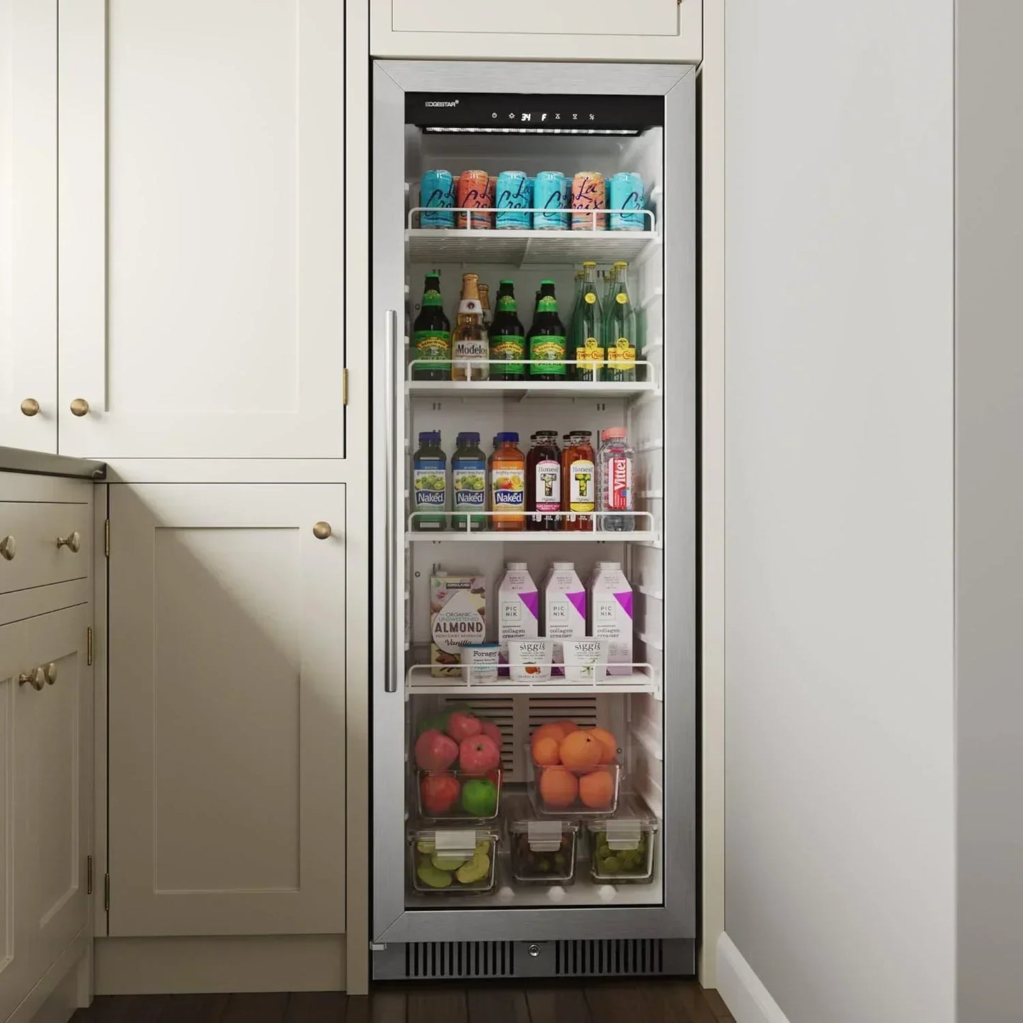 22" Wide 10.1 Cu. Ft. Commercial Beverage Merchandiser – Stainless Steel, Temp Alarm, Reversible Door