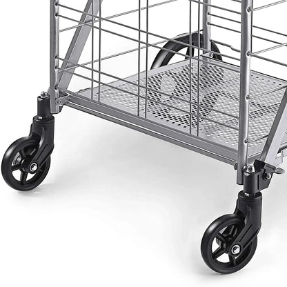 Shopping Cart with Wheels, Metal Grocery Cart with Wheels, Shopping Carts For Groceries