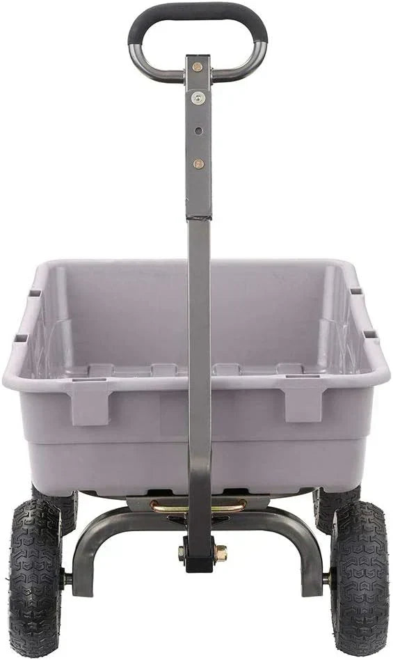 Heavy Duty Poly Utility Dump Wagon Garden Cart w/Pneumatic Tires, 6 Cu Ft - 1200 lb Capacity Outdoor Wheelbarrow for Yard, Landscaping & Gardening, Lawn Tractor or ATV Towable-Gorilla Carts