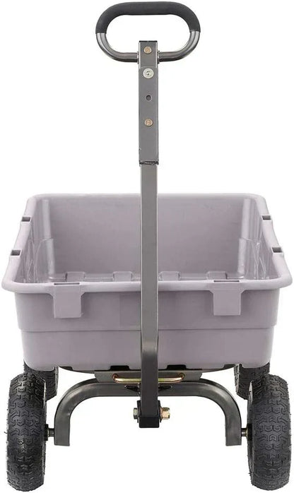 Heavy Duty Poly Utility Dump Wagon Garden Cart w/Pneumatic Tires, 6 Cu Ft - 1200 lb Capacity Outdoor Wheelbarrow for Yard, Landscaping & Gardening, Lawn Tractor or ATV Towable-Gorilla Carts