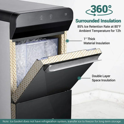 V2.0 Countertop Nugget Ice Maker | Self Cleaning Pellet Ice Maker | Open and Pour Refill | Stainless Steel Housing |