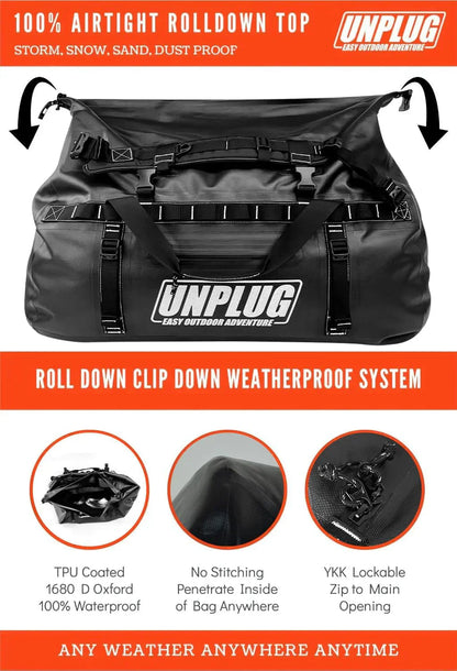 Ultimate Adventure Bag -1680D Heavy Duty Waterproof Travel Duffel Bags for Camping, Motorcycle Dry Bag, Waterproof Bags for Boating, Waterproof Duffle Backpack,Tactical Duffle Bag