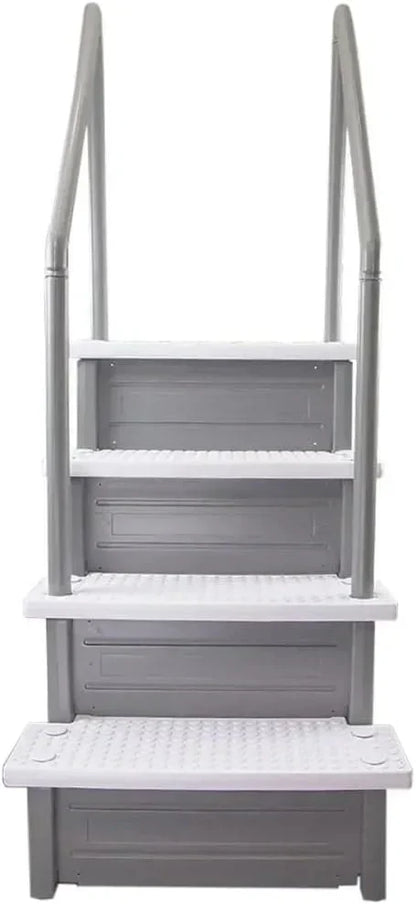 Select Anti-Slip in-Pool Steps | Gray | for Above Ground Swimming Pools | Can Mount to Decks 48" to 54" H | Safety Stairs Capacity Up to 300 lbs