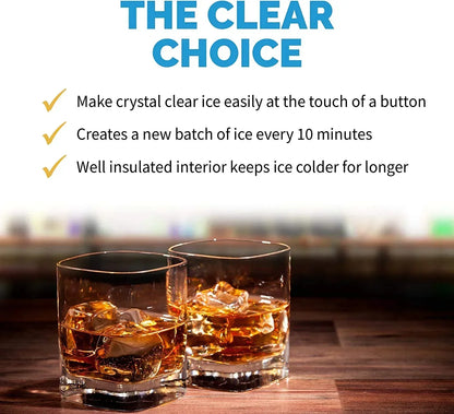 Clear Ice Cube Maker Machine 40 lbs. of Ice in 24 Hours, Portable Design in Stainless Steel