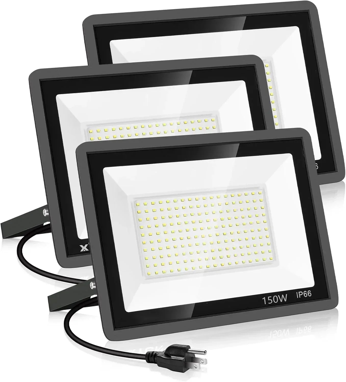 3 Pack 200W LED Flood Light,Super Bright Exterior Security Lights With Plug,IP66 Waterproof Outdoor Flood Light, 22800lm 5000K Daylight White Floodlight for Yard, Garden,Basketball Court, Arena