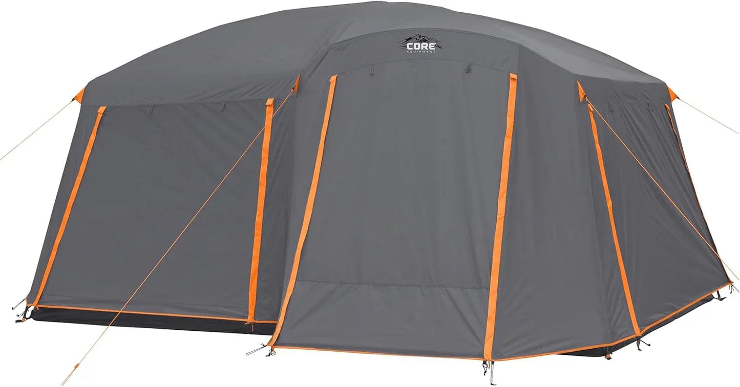 Straight Wall Cabin Tents | 10 Person / 11 Person / 12 Person Large Multi Room Family Tents for Car Camping & Outdoor Adventures