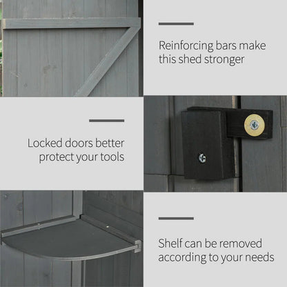 Wooden Garden Tool Storage Shed with Shelves & Asphalt Roof, Weather-Resistant