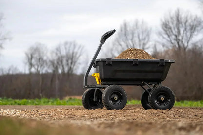 Heavy-Duty Poly Dump Garden Cart with No-Flat Tires, 7 Cubic Feet, 1200-Pound Capacity, Black
