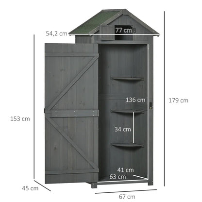 Wooden Garden Tool Storage Shed with Shelves & Asphalt Roof, Weather-Resistant