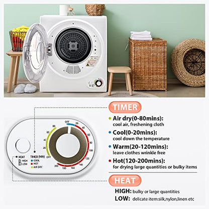 Portable Clothes Dryer 850W, 1.5 cu.ft, Compact & Quiet, Wall-Mountable, ETL Certified, Ideal for Small Spaces