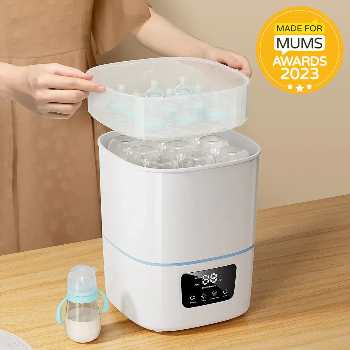 Luxury 3-In-1 Baby Bottle Steam Sterilizer And Dryer With LCD Screen