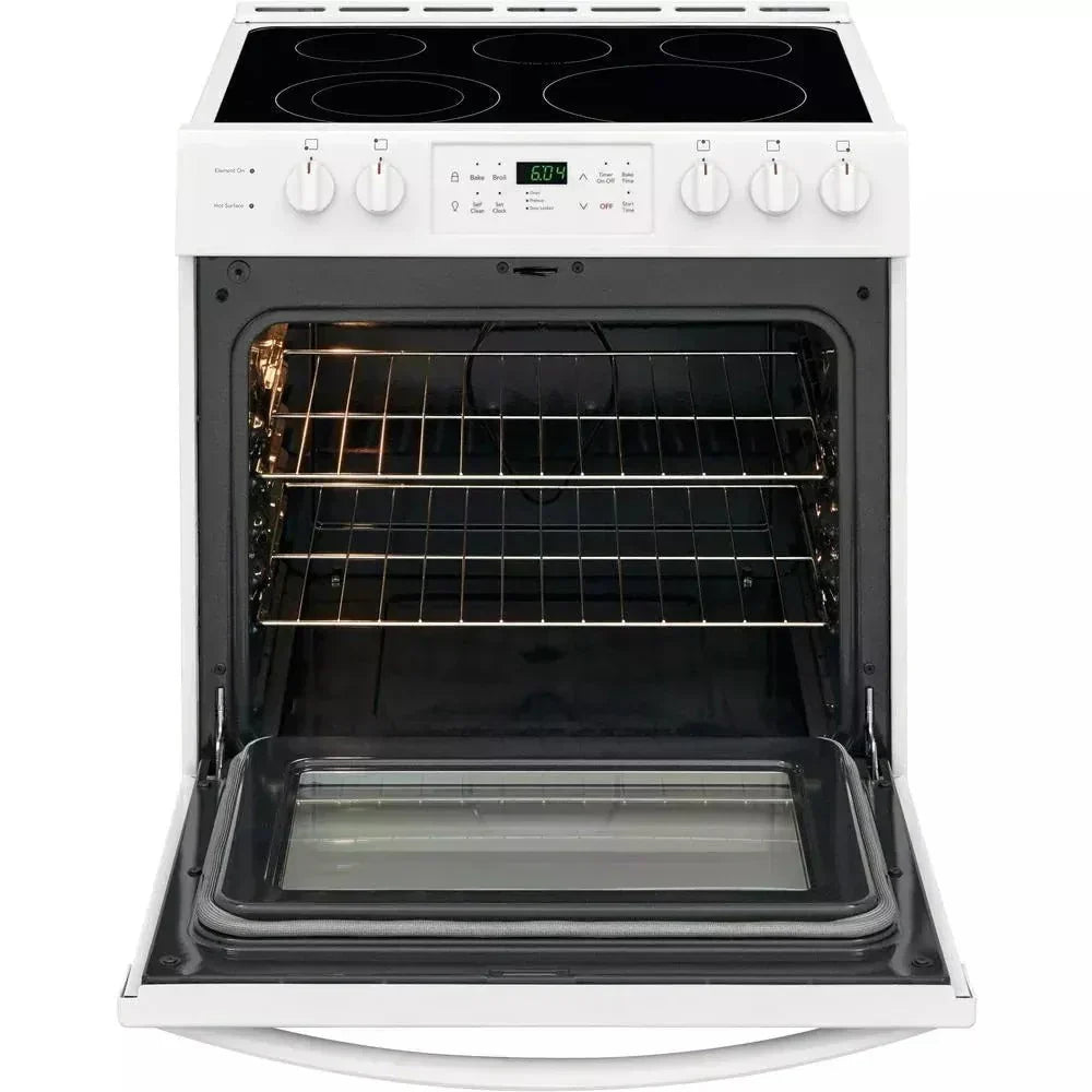 30 in. 5.0 cu. ft. Single Oven White with NVS Black Glass