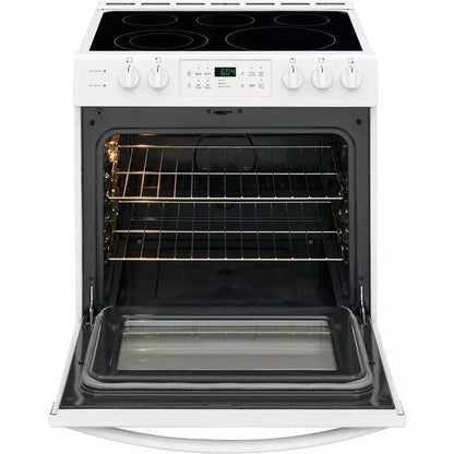 30 in. 5.0 cu. ft. Single Oven White with NVS Black Glass