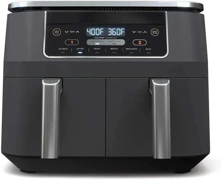 10 Quart 6-in-1 DualZone XL 2-Basket Air Fryer with 2 Independent Frying Baskets, Match Cook & Smart Finish to Roast, Broil, Dehydrate for Quick, Easy Family-Sized Meals, Grey