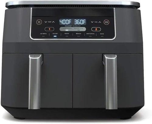 10 Quart 6-in-1 DualZone XL 2-Basket Air Fryer with 2 Independent Frying Baskets, Match Cook & Smart Finish to Roast, Broil, Dehydrate for Quick, Easy Family-Sized Meals, Grey