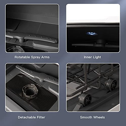 Portable Countertop Dishwasher, with 7.5L Openable Water Tank