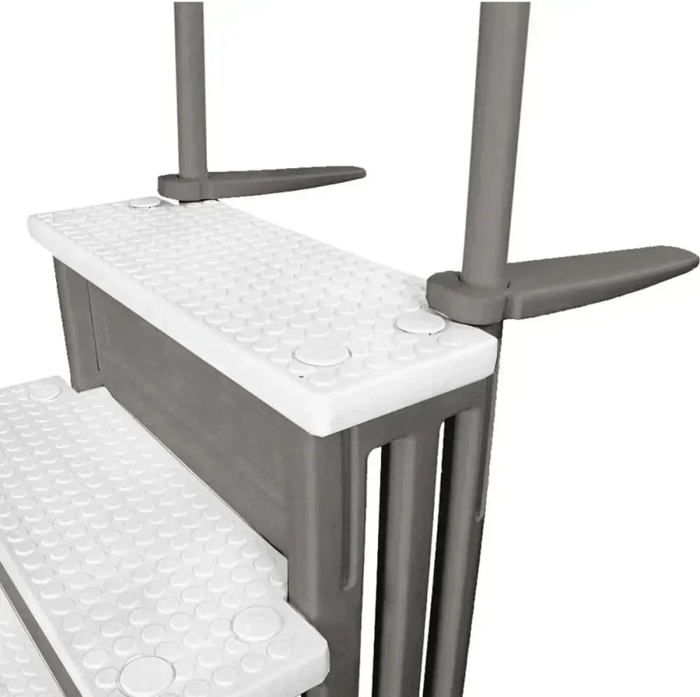Select Anti-Slip in-Pool Steps | Gray | for Above Ground Swimming Pools | Can Mount to Decks 48" to 54" H | Safety Stairs Capacity Up to 300 lbs