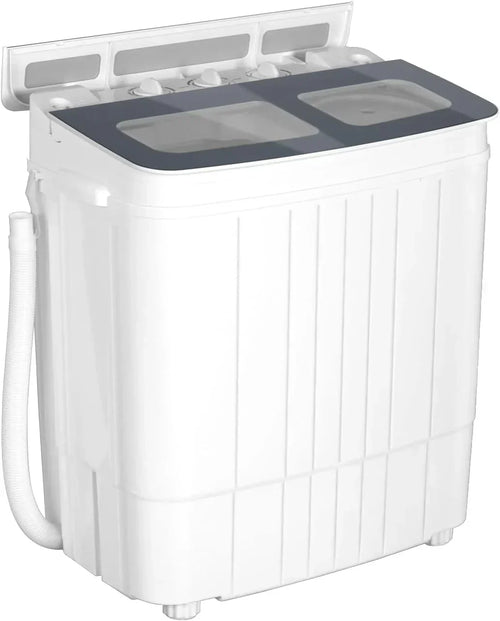 Portable Washing Machine - 14.5 lbs Mini Twin Tub Washer & Spin Dryer for Apartments, Dorms, RVs, Camping - Gray/Blue