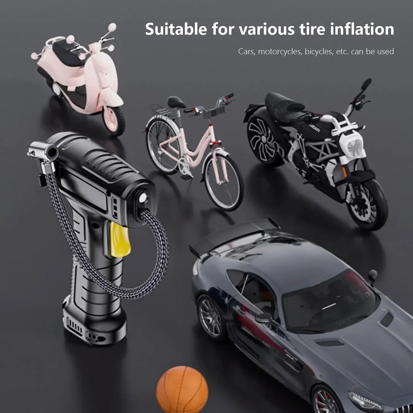 Tire Inflator Pump with Emergency LED Light - 12V