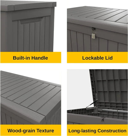 230 Gallon Deck Box, Outdoor Storage Box with Padlock