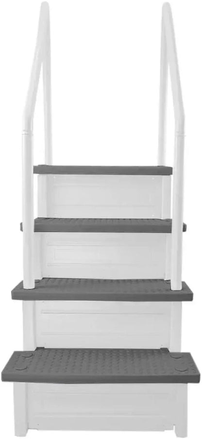 Select Anti-Slip in-Pool Steps | Gray | for Above Ground Swimming Pools | Can Mount to Decks 48" to 54" H | Safety Stairs Capacity Up to 300 lbs