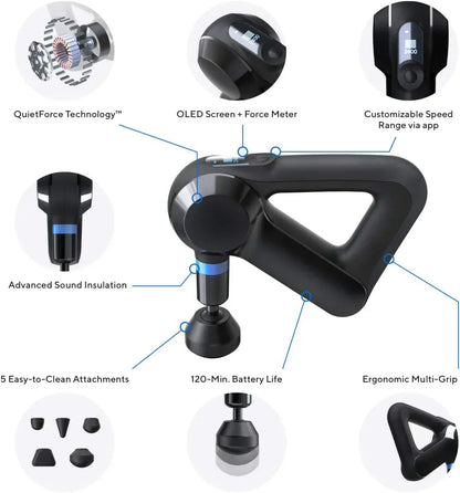 TheraGun Elite Ultra-Quiet Percussion Massage Gun for Deep Tissue Muscle Pain Relief, Handheld Electric Massager Perfect for Neck, Back, and Full Body Tension, Bluetooth and USB-C Charging, 5th Gen
