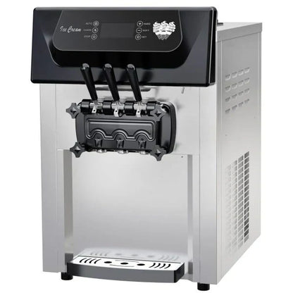 2200W Commercial Ice Cream Machine, 3 Flavor Soft Serve Ice Cream Machine, 5.3-7.4 Gal/Hr, with LCD Touch Screen, Automatic Cleaning, High Productivity for Home Snack Bar & Restaurants