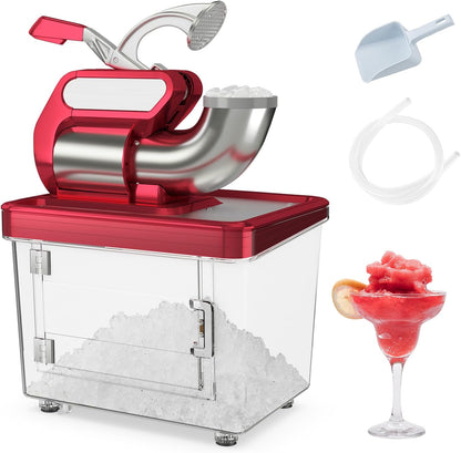660-pound-per-hour commercial ice cube crusher, 300-watt ETL-certified electric ice cone machine, equipped with double blades, safety on/off button, 120-volt stainless steel ice cream maker, suitable for home restaurants, bars (gray)