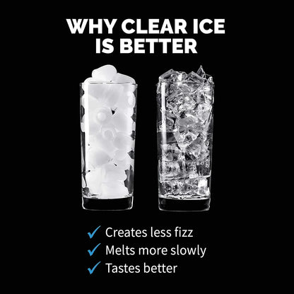 Clear Ice Cube Maker Machine 40 lbs. of Ice in 24 Hours, Portable Design in Stainless Steel