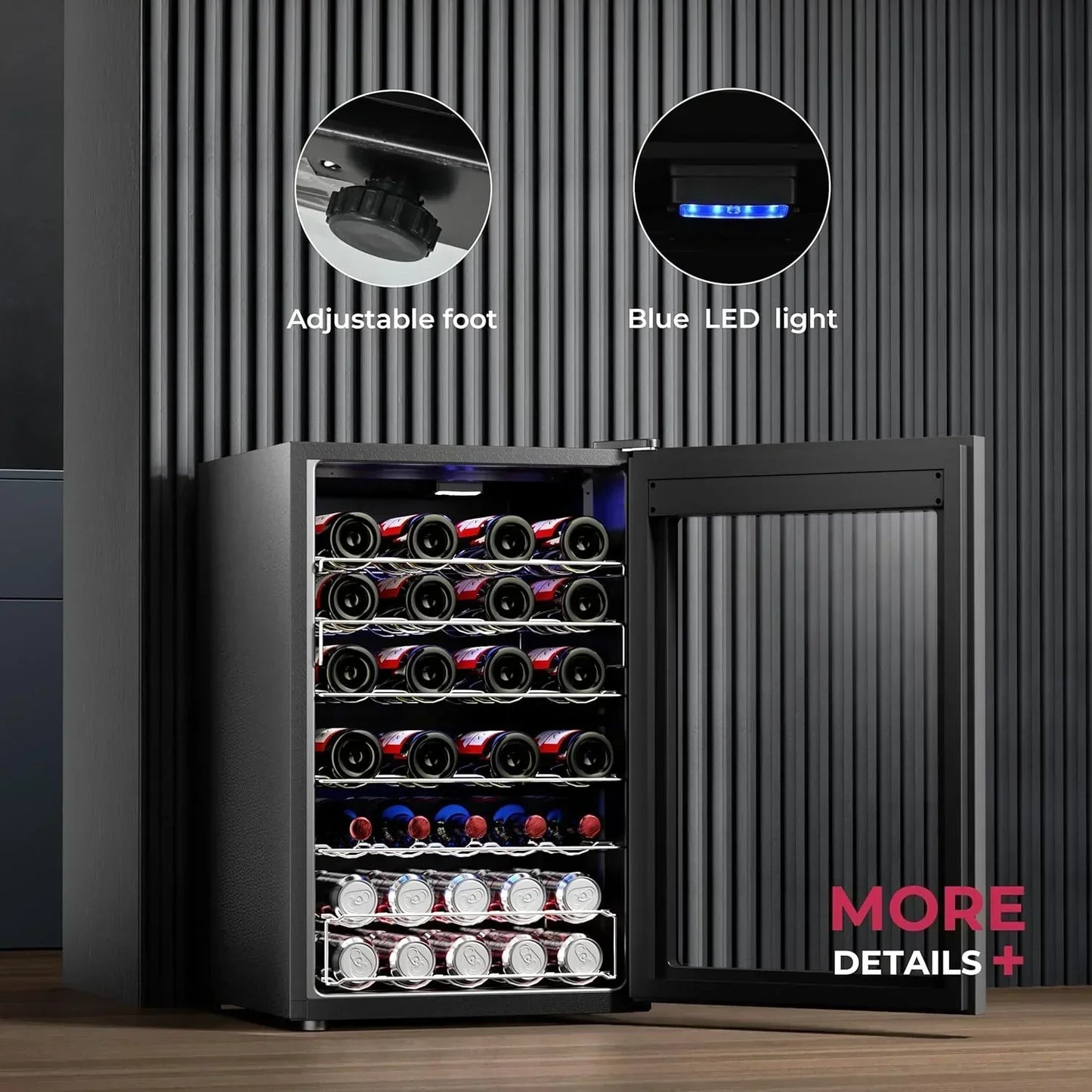 Beverage Refrigerator Cooler - 126 Can Mini Fridge with Glass Door for Soda Beer or Wine, Beverage Cooler for Home, Office, Bar with Adjustable Removable Shelves, Silver