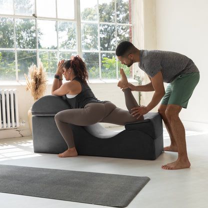 Avana Kami Convertible Chaise / Yoga & Massage - 2-In-1 Ottoman with Concealed Fold Out Yoga Lounge Chair, Microvelvet - N/A