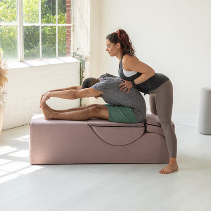 Avana Kami Convertible Chaise / Yoga & Massage - 2-In-1 Ottoman with Concealed Fold Out Yoga Lounge Chair, Microvelvet - N/A