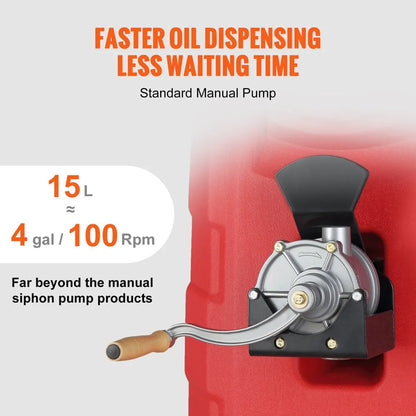16 Gallon Fuel Caddy, 7.8 L/Min, Portable Gas Storage Tank Container