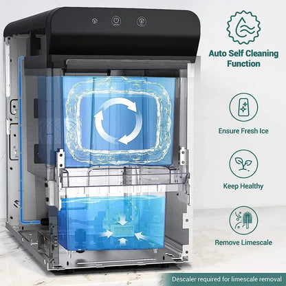 V2.0 Countertop Nugget Ice Maker | Self Cleaning Pellet Ice Maker | Open and Pour Refill | Stainless Steel Housing |