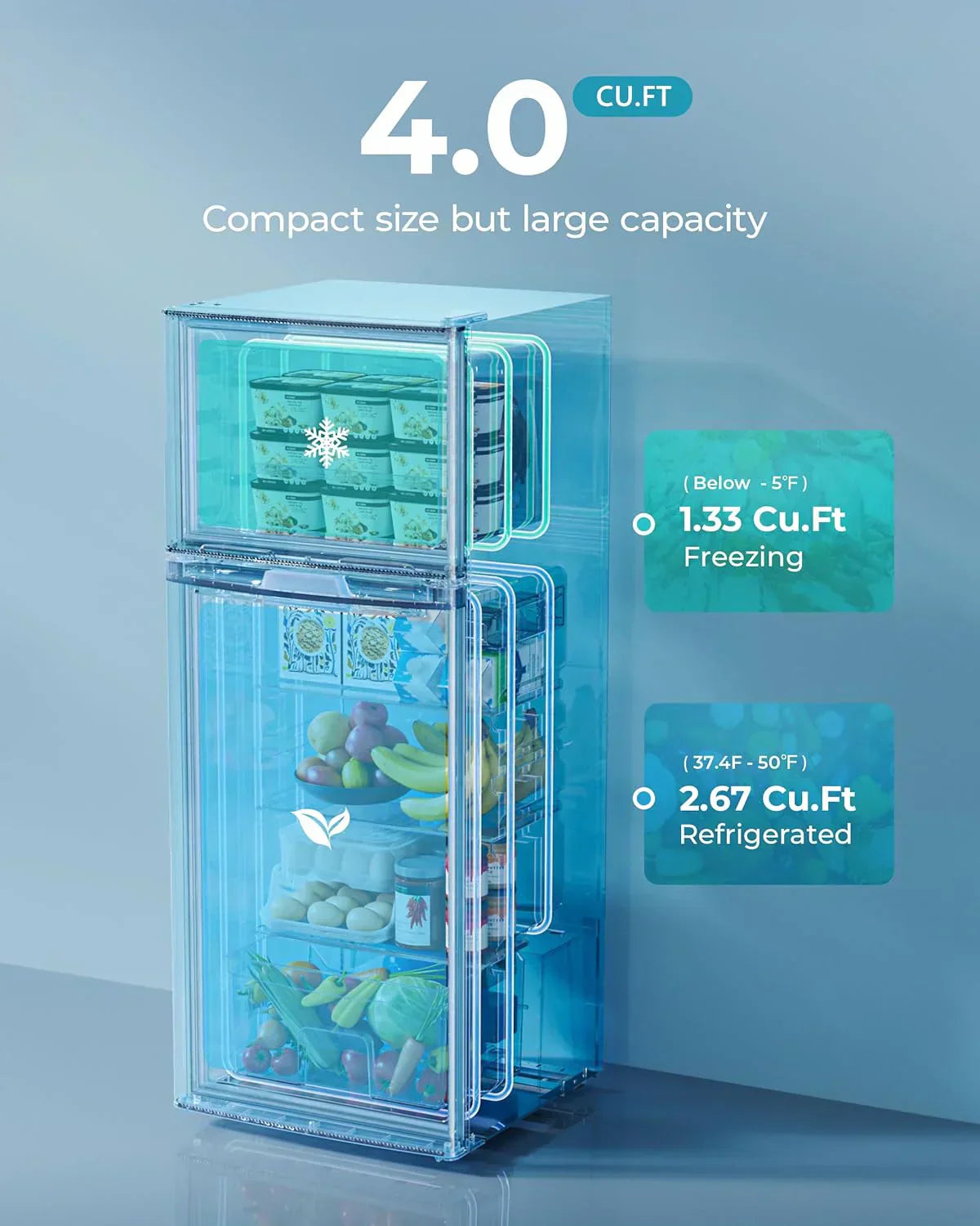 3.2 Cu.Ft Mini Fridge with Freezer – 2-Door Compact Refrigerator for Bedroom, Dorm, Office or Apartment, Silver3.2 Cu.Ft Mini Fridge with Freezer – 2-Door Compact Refrigerator for Bedroom, Dorm, Office or Apartment, Silver