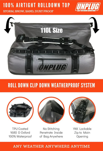 Ultimate Adventure Bag -1680D Heavy Duty Waterproof Travel Duffel Bags for Camping, Motorcycle Dry Bag, Waterproof Bags for Boating, Waterproof Duffle Backpack,Tactical Duffle Bag