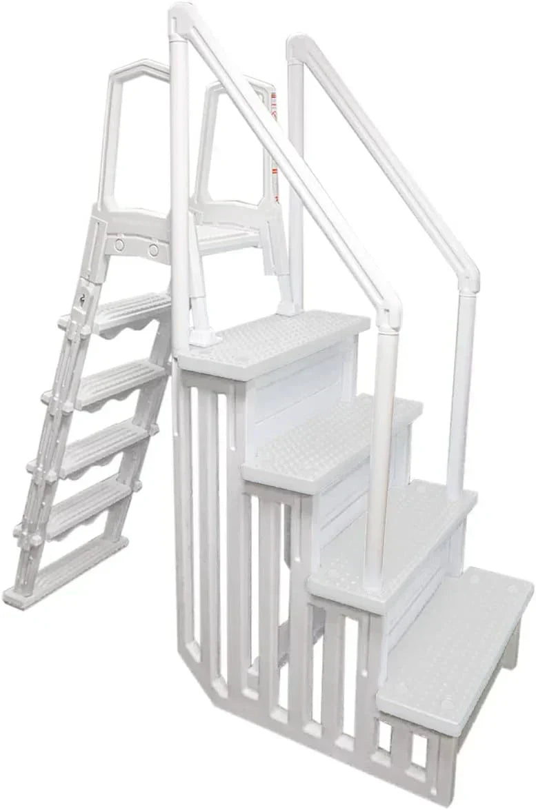 Select Anti-Slip in-Pool Steps | Gray | for Above Ground Swimming Pools | Can Mount to Decks 48" to 54" H | Safety Stairs Capacity Up to 300 lbs